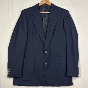 Vtg Christian Dior Monsieur Navy Wool Blazer 42L USA Made Metal CD Logo Buttons
